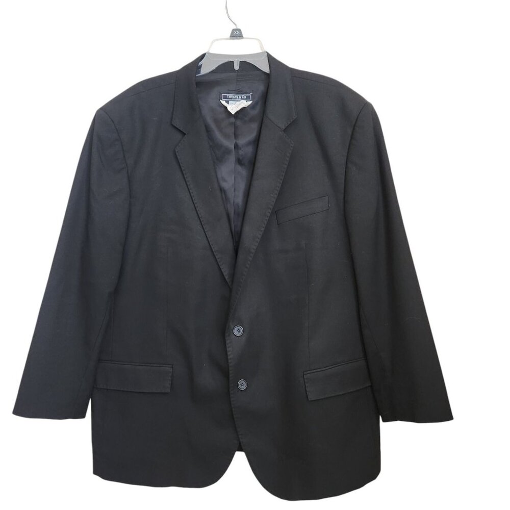 TIFFANY & CO Wardrobe Men's Solid Black Two-Button Blazer Men's‎ US 50 EU 60